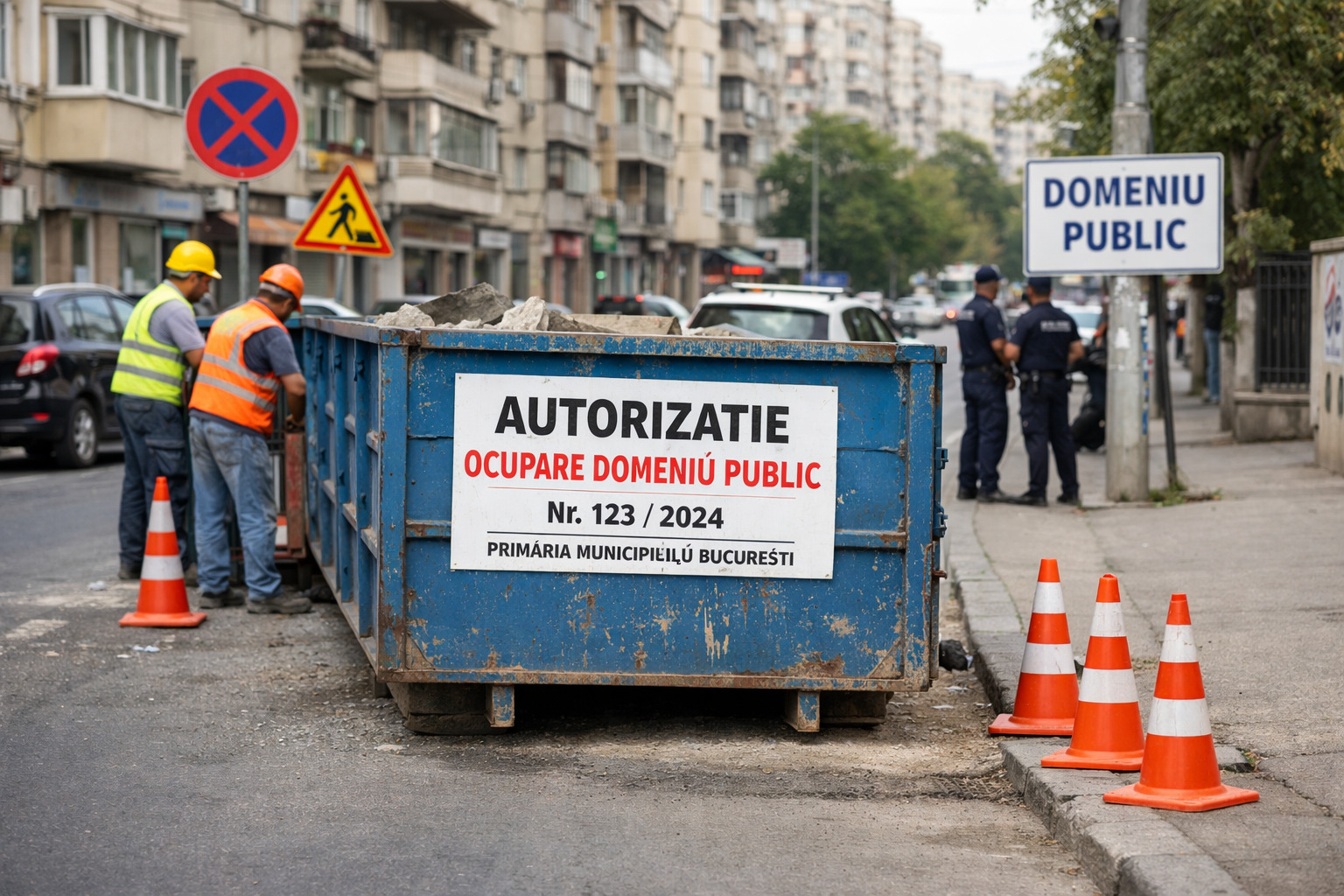 Am nevoie de autorizație pentru a plasa un container pe domeniul public în București?
